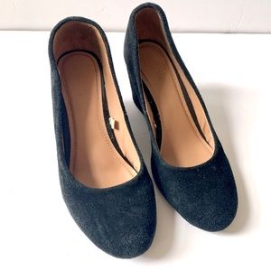 Genuine Suede Leather Round Toe Wedge Heel